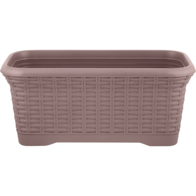 Горшок цветочный InGreen Rattan прямоугольный 40см 7л съемный поддон, французский платан IG6255