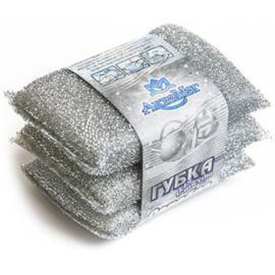 Губка для посуды "Серебро" (3 ед. в упаковке) 1/24/144 АкваМаг МГП-004