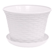 Кашпо круглое "Ротанг" 8,0 л с поддоном (белый) 368006 Виолет