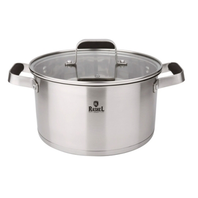 Кастрюля 5 л из нержавеющей стали со стекл. кр., 22х13 см (10228010/241125/5363193, Китай) (R-500L)