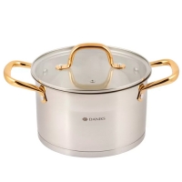 Кастрюля нерж, 4.75 л, с крыш, крыш стекло, Daniks, Лайнс, индукц, SD-072-22 (505758)