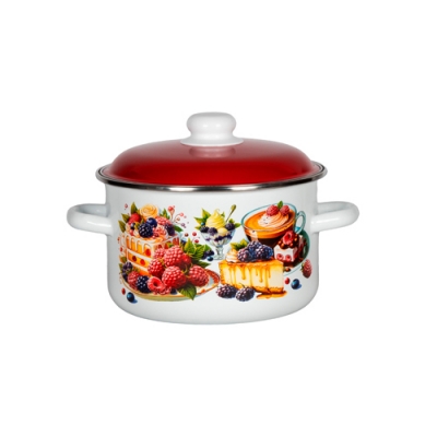 Кастрюля цил. 4л, белосн., Чизкейк, 6RD201M