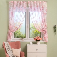 Комплект тюля LEGRAND Розали кристалон 140*170 с подхватами розовый ГП (2 шт.)