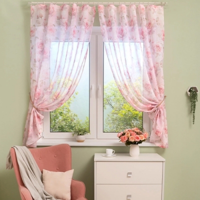 Комплект тюля LEGRAND Розали кристалон 140*170 с подхватами розовый ГП (2 шт.)