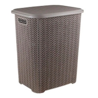 Корзина для белья 60л с крышкой с декором "Вязь" (шоколад) 206022 "Виолет"