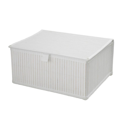 Корзина стеллажная с крышкой "Бамбук", Д320 Ш250 В150, белый арт.Shan-23L Корзина стеллажная с крышкой "Бамбук", Д320 Ш250 В150, белый арт.Shan-23L