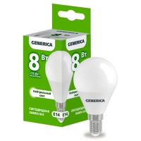 Лампа LED G45 шар 8Вт 230В 4000К E14 GENERICA арт.LL-G45-08-230-40-E14-G Лампа LED G45 шар 8Вт 230В 4000К E14 GENERICA арт.LL-G45-08-230-40-E14-G