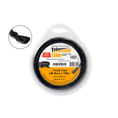 Леска для триммера Rezer Ultra-pro TWISTOP 2.4мм 15м эллипс Rezer код 30491