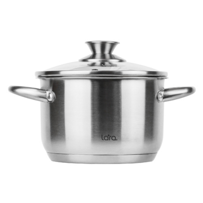 LR02-269 Кастрюля LARA (нерж) АФИНА 22x13,5см 5.1л, капсулированное индукционное дно, стекл. крышка