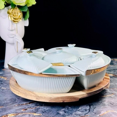 Менажница 30,5см ЭЛЛАДА на вращающейся подставке в под.уп.(х4) Фарфор арт.133-288