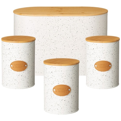 Набор agness 2 в 1 хлебница 10 л 34*18*20 см, банка для сыпучих 1,1 л 11*14 см 3 шт 790-350