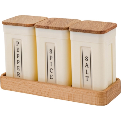 Набор контейнеров для специй Sugar&Spice Rosemary с крышкой на деревянной подставке 0,2лх3шт SE1066