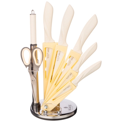 Набор ножей agness с ножницами и мусатом на пластиковой подставке, 8 предметов 911-623