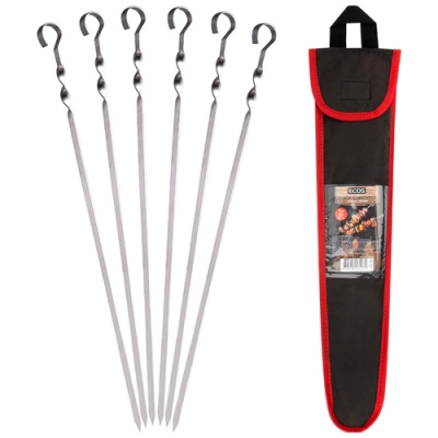 Набор шампуров ECOS 450x10x0,7мм, угловой, с витком, 6шт., в чехле арт.182540