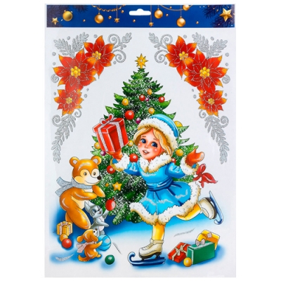 Наклейка интерьерная Волшебная страна Снегурочка на коньках, материал: ПВХ ,размер: 41*29см 110104