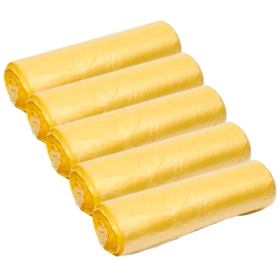 Пакет фасовочный, ПНД 24х37 (10) 5 рулончиков, 85шт в рул (арт 10085 желтые) ФНД24219