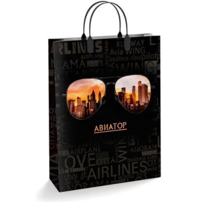Пакет подарочный 30х40+10см (150) Интерпак Авиатор из мягкого пластика (х1/10) ПОД55219