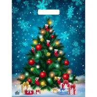 Пакет с вырубной ручкой 31х40+6см (60) (Яркая елочка) Тико НГ глянец Тико (х50/500) ВУР56841