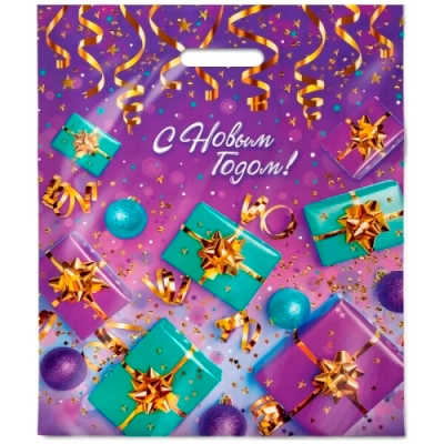 Пакет с вырубной ручкой 40х47+6см (45) (Дари праздник) НГ Интерпак ВУР62892