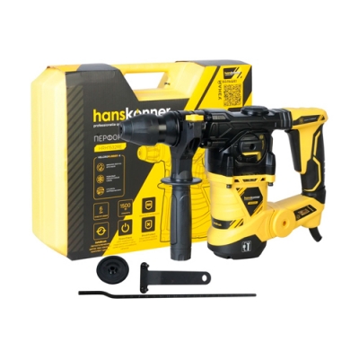 Перфоратор Hanskonner HRH1532RE 1500Вт, 32мм, 6Дж, 0-4500уд/мин, 3 реж, ВЕРТИКАЛ, 4м каб, кейс