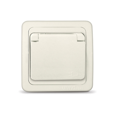Розетка одноместная с крышкой "UNIVersal" серия "Валери" с/з, с/у, 16А, 220В, "слоновая кость" (ivor Розетка одноместная с крышкой "UNIVersal" серия "Валери" с/з, с/у, 16А, 220В, "слоновая кость" (ivor