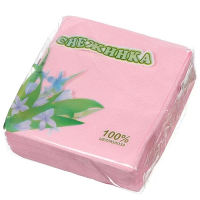 Салфетки Снежинка 240*240, 100л, 24пач/уп., 1 слой РОЗОВЫЕ