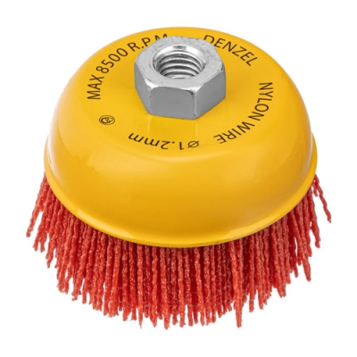 Щетка для УШМ, 100 мм, Чашка, нейлоновая щетина, М14// Denzel арт.74469