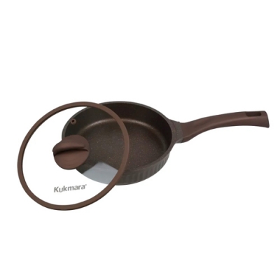 Сковорода 240мм с ручкой,со стеклянной крышкой, АП линия "Stella"(mokko) "Kukmara" ссм241а