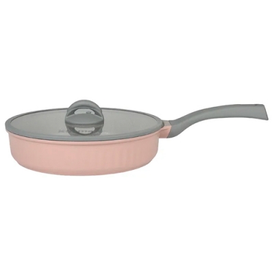 Сковорода 280мм с ручкой,со стеклянной крышкой, АП линия "Stella"(cappuccino) "Kukmara"