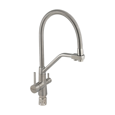 Смеситель для кухни с гибким пружинным изливом с фиксацией на изливе для фильтрован MAGNUS 91112