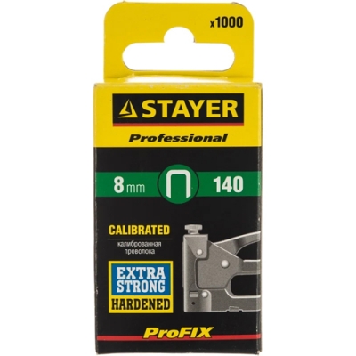 STAYER тип 140 (G/11/57), 8 мм, 1000 мм, калибр 20GA, скобы для степлера, Professional (31610-08) 31