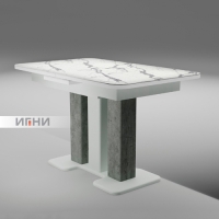 Стол "Троя" (белый+серый камень (свет), Н092) р-р 1240*750/300 (ручной механизм, форма 2) г.Пенза