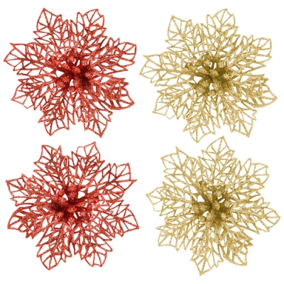 Украшение декоративное "Пуансеттия" (4шт) арт.108562