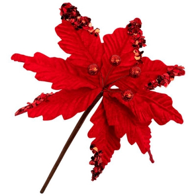 Украшение декоративное Волшебная страна Пуансеттия, цвет красный, диаметр 15 см 110597 Украшение декоративное Волшебная страна Пуансеттия, цвет красный, диаметр 15 см 110597