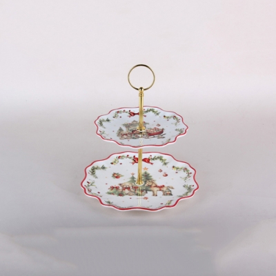 Ваза 2х-ярусная 16/21см ф.круг п/у, Новогоднее настроение LH9848A-S3JO43-H1575