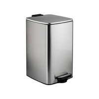 Ведро из нерж стали, с педалью, квадратное, 16 литров, крышка микролифт, цвет САТИН. Санакс 10816-S