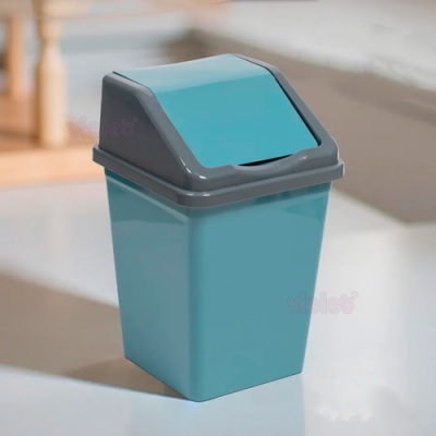 Ведро с подвижной крышкой 5л квадратное бирюзово-синий/серый 940555 Виолет