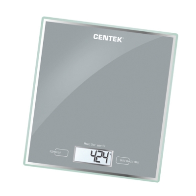 Весы кухонные Centek CT-2462 (серебристый) электронные, стеклянные, LCD, 190х200 мм, max 5кг, шаг 1г
