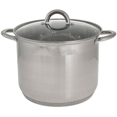 WEBBER BE-368/2 Кастрюля из нержавеющей стали 12 литров, со стеклянной крышкой, 26*22см