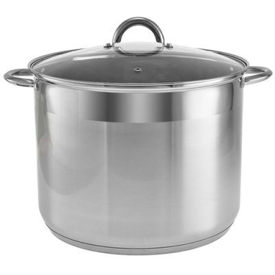 WEBBER BE-377/2 Кастрюля из нержавеющей стали 20 литров, со стеклянной крышкой, 32*25см
