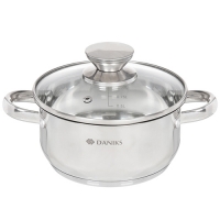Кастрюля нерж ОПТИМА 1,6л со стекл крышкой нерж/ручки индукция Daniks QS-S-16/GS-01201-16CA Кастрюля нерж ОПТИМА 1,6л со стекл крышкой нерж/ручки индукция Daniks QS-S-16/GS-01201-16CA