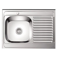 Мойка LEDEME накладная 80х60 т.0,6 левая ГЛЯНЕЦ бол.сиф. (L98060-6L) (+ сифон)