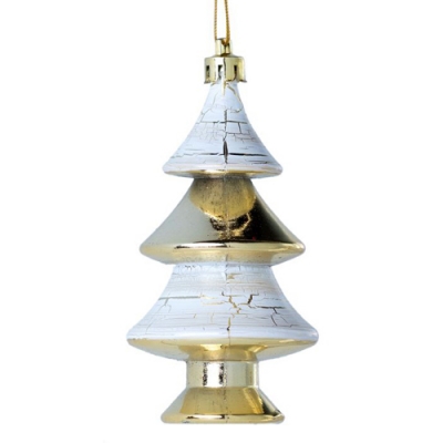 Новогоднее подвесное украшение Ёлка в золоте из полистирола / 5,5x5,5x10см арт.87042