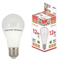 Лампа светодиодная НЛ-LED-A60-12Вт-230 В-3000 К-Е27, (60х108мм) Народная (SQ0340-1511)