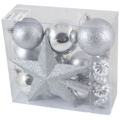 Набор Шары + звезда SYCB17-517, 18 шт/набор 8 см, 7 см, 6 см, 4 см, звезда 21 см арт.003372