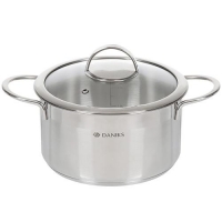 Кастрюля нержавеющая сталь, 3.4 л, с крышкой, Daniks, Бонн, GS-01319-20CA (364386)