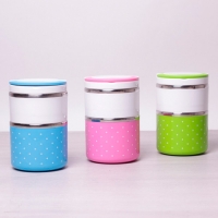 Ланч бокс двойной 1080мл O11.5х17.5см (пластиковый корпус, внутренние емкости из нержавеющей стали;)