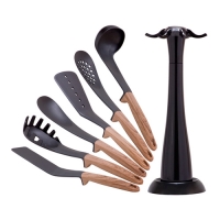 Набор кухонных принадлежностей с подставкой 7 предметов нейлоновые с ручкой под дерево (5235) Набор кухонных принадлежностей с подставкой 7 предметов нейлоновые с ручкой под дерево (5235)