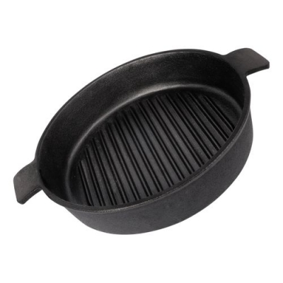 Сковорода-гриль круглая чугунная СН24, диам - 24 см, без ручки (2 боковые ручки) арт.985024