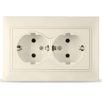 Розетка двухмест. Севиль с/з, с/у, 16А, слоновая кость Б-С0128 Розетка двухмест. Севиль с/з, с/у, 16А, слоновая кость Б-С0128